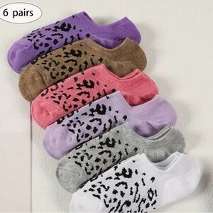 Purple and Brown Casual Socks with Animal Print